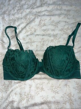 Victoria's Secret Deep Green Lace Underwire Bra